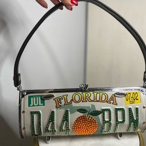 USED- Hand embellished bag with Swarovski crystals